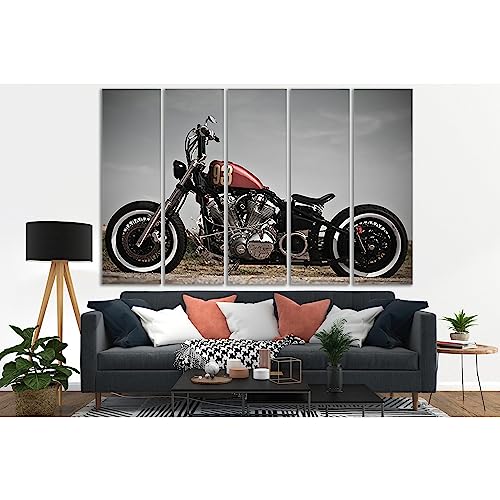 Motorcycle Bobber Style №SL733 décoration murale salon tableau 5 panneaux ZELLART 150x100cm