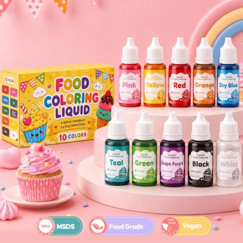 Image of Food Coloring 10x10ml Set for Baking Cake Halloween Fondant