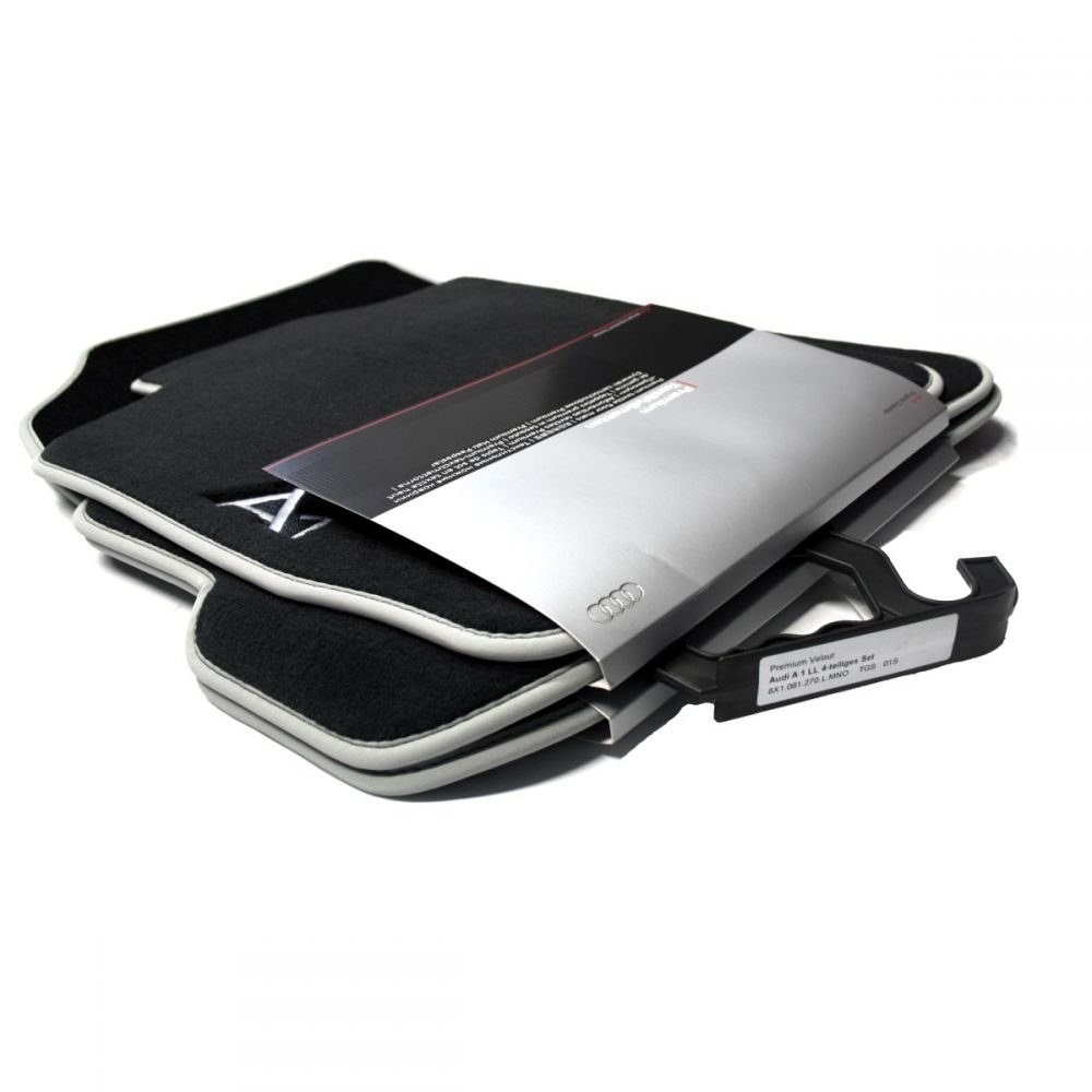 Audi 8X1061270LMNO Premium Textile Door Mat Front/Rear Black/Silver Grey A1/S1 Pack of 4