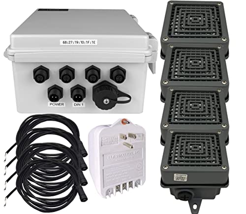 Netbell-4-4Buz IP Break Buzzer Low Voltage System with 4 Extra Loud Buzzers for up to 100K SQFT Industrial Area Lunch Break Time Alarms, Free Software, No Fees