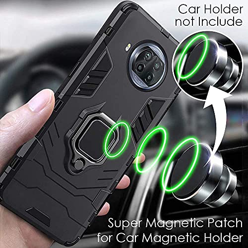 Image of WOW IMAGINE Shock Proof Back Case Mobile Cover for Realme C20 | for Realme C11 2021 (Tough Armor | Hybrid PC + TPU | Full Protection with Ring Holder & in-Built Kickstand | Black)
