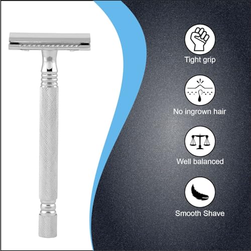 Image of Pearl Shaving Double Edge Close Comb Safety Razor (SS-01) with Stand - Best Shaving for Men | Classic & Traditional shaving Kit for Men | Premium Blade Razors for Rakshabandhan Gift Option