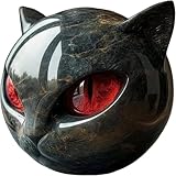 Genérico Escultura de Piedra de Gato Negro, Estatua Artesanal de Resina con Aspecto de mármol y Ojos ámbar, Amantes de los Gatos y coleccionistas. (Red)