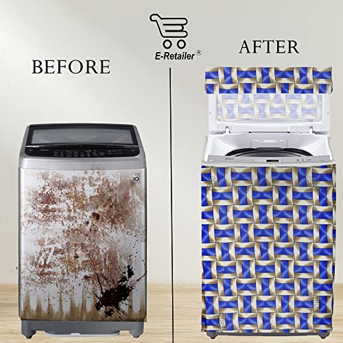 Image of Washing Machine Cover for Top Load 5kg to 7.5kg | Light Weight Dustproof Polyester Cover with Zip Enclosure | Pattern Fully Automatic Washer Protector Indoor Outdoor Use- Size 23x23x35 inch