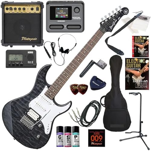 【セット品】YAMAHA エレキギター初心者入門 マルチエフェクターも入ってる!最強の20点セット PACIFICA212VQM/TBL(トランスルーセントブラック)