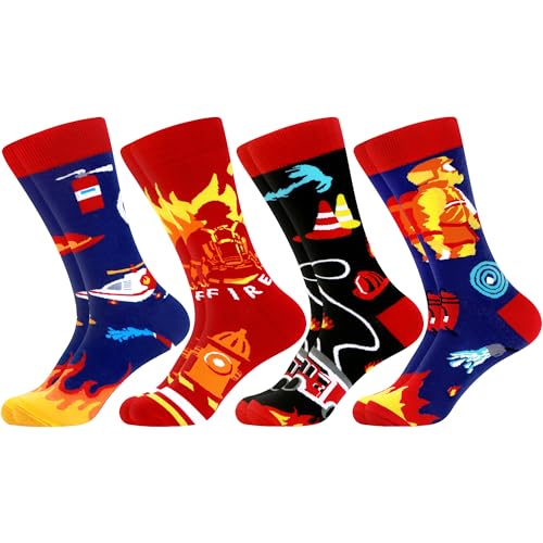 WeciBor 4 Pairs Firefighting Pattern Socks