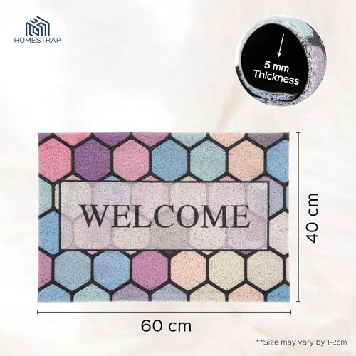 Image of HomeStrap Welcome Door Mat for Home Entrance | Anti Slip Rubber Floor Mat for Home & Office Door | Multicolour