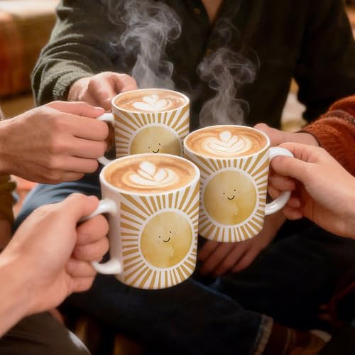 Taza infantil de cerámica con diseño de sol sonriente 11 oz miniatura 4