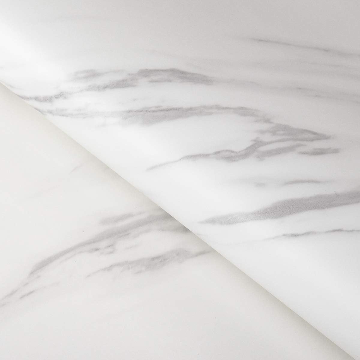 FunStick 90CM×5M Papel de Mármol Adhesivo Pared Blanco Vinilo Adhesivo Muebles Mármol Gris Vinilos para Encimeras Papel Pintado Marmol Blanco y Gris Revestimiento Pared Salon Comedor Vinilo Marmol