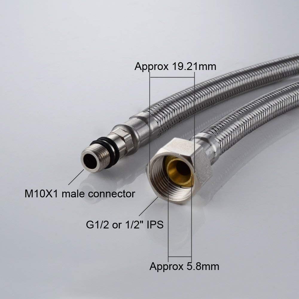 flexibler Schlauch, Schwanz des Drachen, Monoblock-Mischbatterie-Anschluss, M10 x 1000 mm, 1/2 BSP, flexibler Schlauch, Wasserhahn-Endstücke for MonoBlock-Waschtisch- und Küchenspüle-Wasserhähne, 2 St