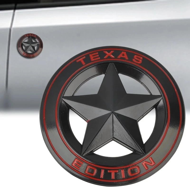 Image of VRT 3D Chrome Emblem Automotive Car, Bike Badges Logo Self Adhesive Sticker (Texas Edition, Black /Red)