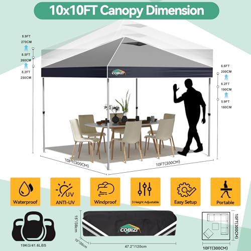 Image of COBIZI 10x10 Pop Up Canopy Tent with Sidewall,Outdoor Canopy,Gray