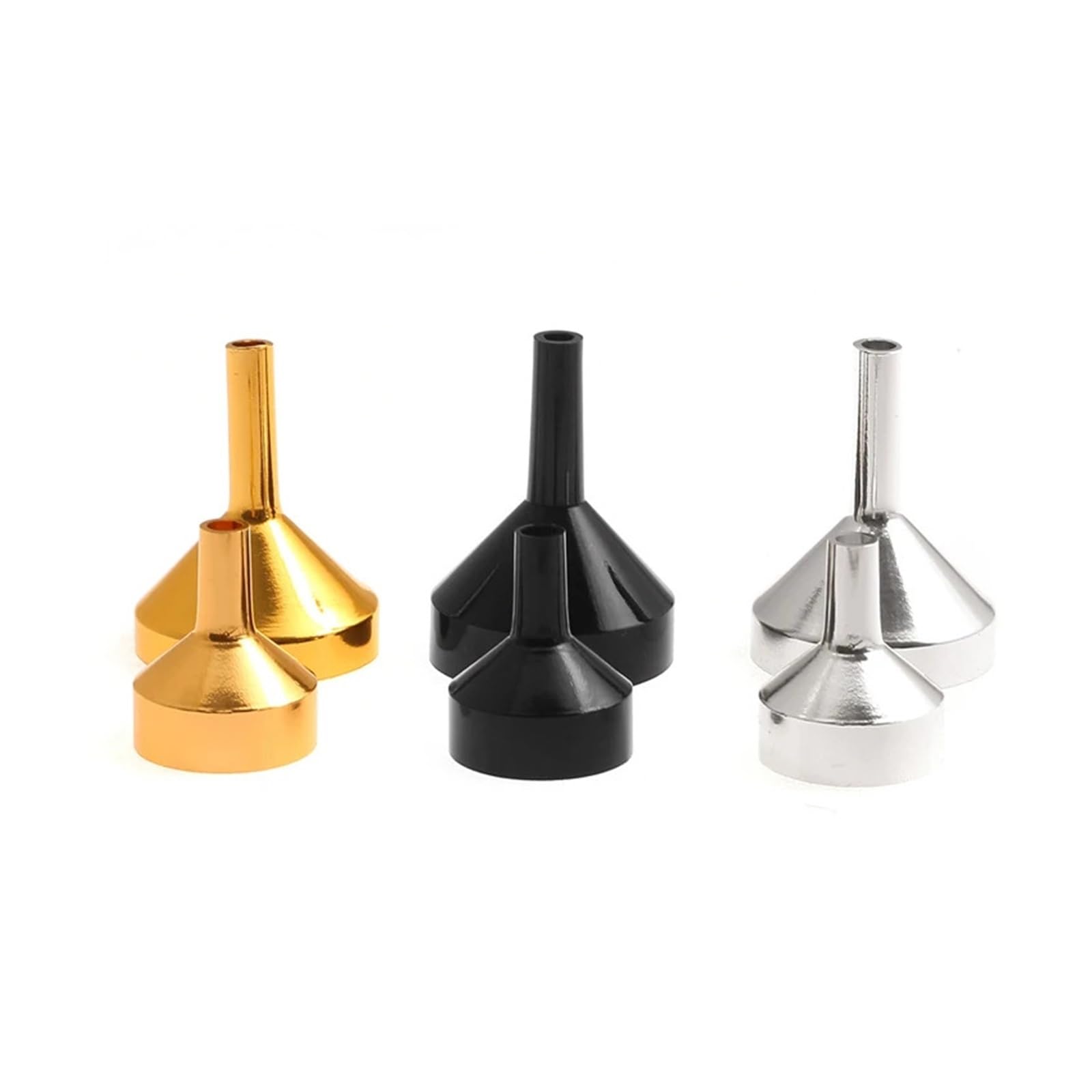 Embudo metálico de acero inoxidable, Mini embudos de acero inoxidable, 10 Uds., embudos de recarga multicolores de 2 tamaños for cocina(Black S 10pcs)