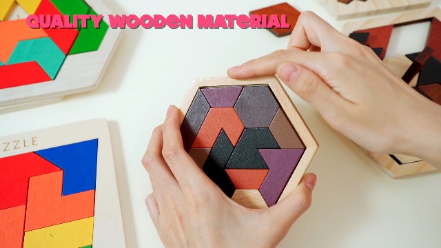 Amazon.com: Yunsailing 3 Pack Large Hexagon Tangram Puzzle Wooden