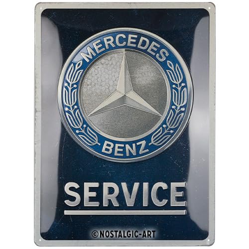 Nostalgic-Art Cartel metálico retro, 30 x 40 cm, Mercedes-Benz – Service Emblem Blue – Idea de regalo para fans de Mercedes-Benz, de metal, diseño vintage
