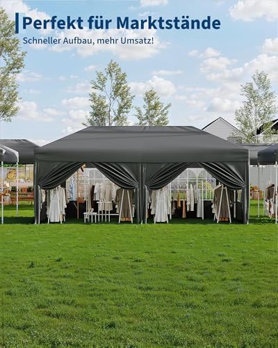 Acekool Carpeta Plegable De 3 x 6 m - Impermeable y Estable - Altura Ajustable, Protección UV 50+ - Tejido Oxford 420D, Estructura De Acero - Fácil De Montar, Ideal para El Jardín y Las Fiestas