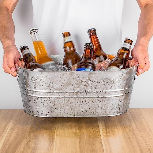 Ice Container Indoor Outdoor Ice Bucket Galvanized Beverage Tubs Insulated Drink Tub 15 Liter Large Drink and Wine Chiller Cold Beer Galvanized Beverage Ice Tubs for Home Parties Wine Beer Champagne B - Image 6