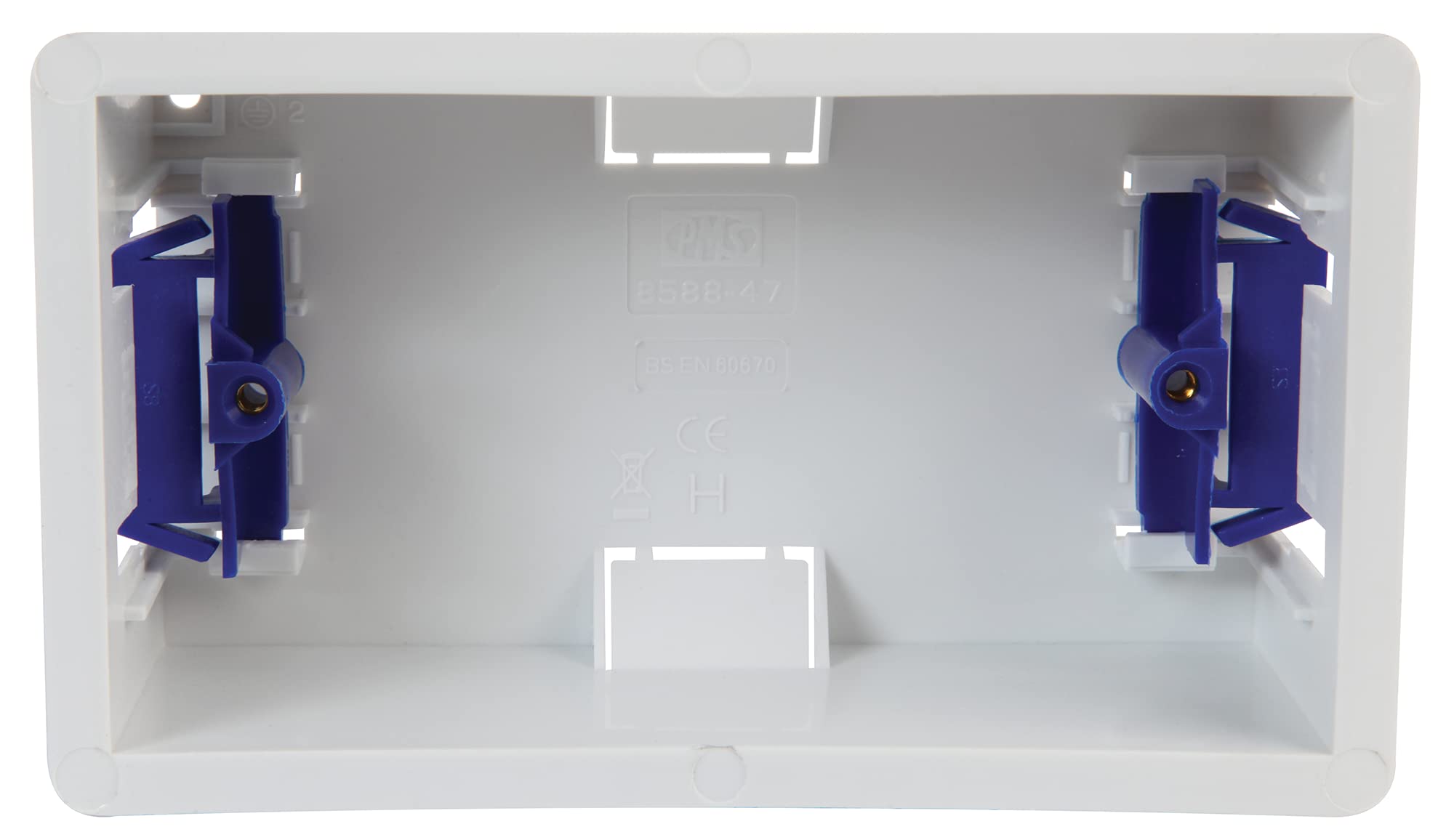 PRO ELEC 2 Gang Dry Lining Box - 47mm Depth, Flush Mount for Switches & Sockets, Adjustable Lugs, ABS - PELB1659