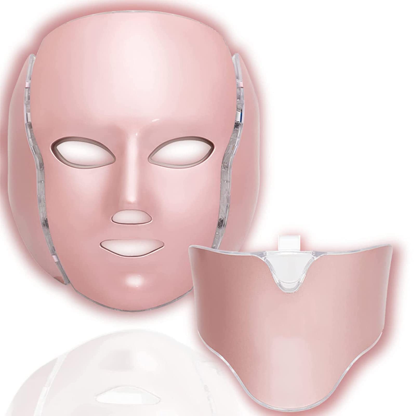 Máscara Facial LED de 7 Colores, LED Photon Máscara de Terapia de Luz Profesional con Cuello, Tratamiento Reafirmante del Acné para Rejuvenecimiento y Estiramiento de la Piel