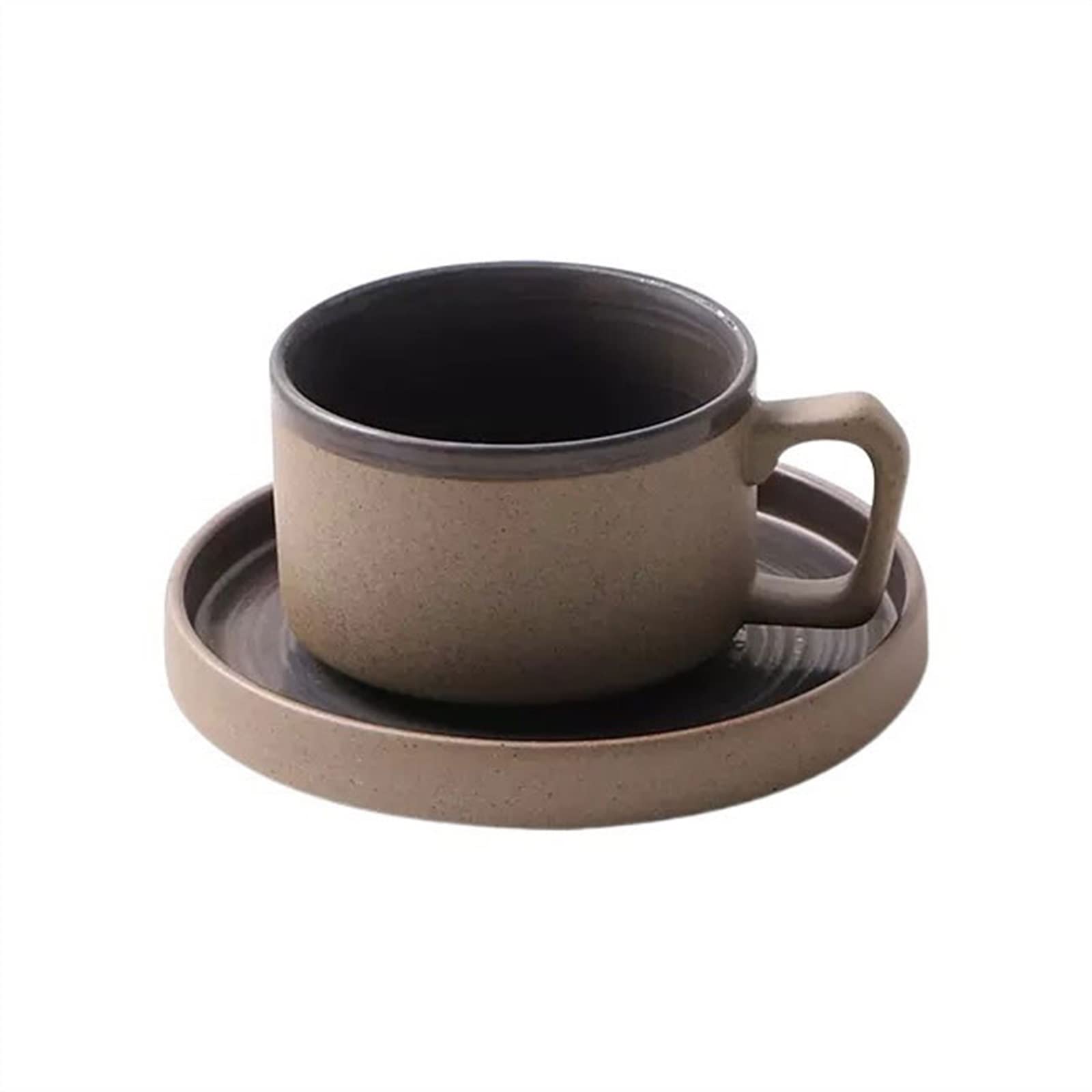 NZPOST Tazas de cerámica de Estilo Vintage, Taza, Juego de Platos y Tazas de 200 ml, Taza de café para Oficina, Taza de té con Leche (Dorada)