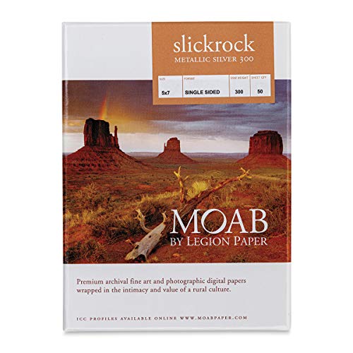 Legion Moab Slickrock Metallic Paper - 5'' x 7'', Silver, Pkg of 50 Sheets