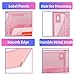 Heavty 3 Pocket Wall File Holder Organizer, Mesh Hanging Wall Mounted Document Paper Folder Filing Magazine Rack with Nametag Label for Office Home School, 3 Tier Pink