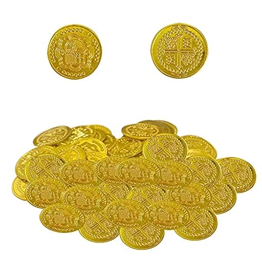 Keptfeet Monedas Falsas Tesoro enterrado - 100 Piezas Monedas Caza del Tesoro Pirata - Tesoro enterrado PP Monedas Juego para niños Fiesta temática Props Decoración, Oro | Ya disponible en tu tienda friki favorita! En mundofriki.es!