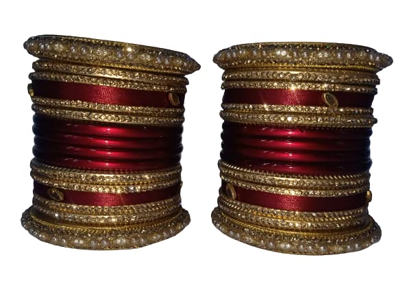 GENERICWomen's bangles bangle chura wedding bangles| rajasthani Lac chura Bangle Set dulhan chura bridal suhag chura, Lac and Cubic Zirconia Chuda Bangles for Women & Girls, Set of 26