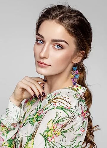 Nine Piece Butterfly Earrings Mix Color Bohemia Style Long Drop Dangle Hook Earrings Lightweight Fashion Style Butterfly Earrings Holiday Gifts Jewelry for Women4