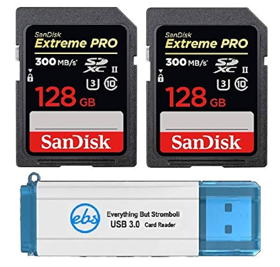 SanDisk 128GB SDXC SD Extreme Pro UHS-II Memory Card (Two
