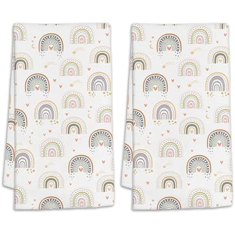 CIAIDU Vintage Rainbow Hand Towels Set Cover