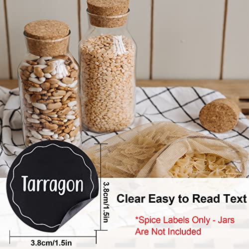 SAVITA 144-delig 1,5inch Kruidenpotlabel, Waterdicht Kruidenpotlabels Pantry Etiketten Rond Kruidenpotjes Stickers Etiketten Kruidenpotje voor Kruiden en Specerijenrekorganisatie (Zwart) - Image 3