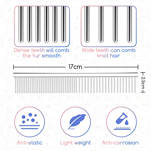 Nobleza Hundekämme 2-in-1 Edelstahl Haustier Kamm, Professionelle Hunde Kamm Katzen Kamm, Pet Grooming Combs