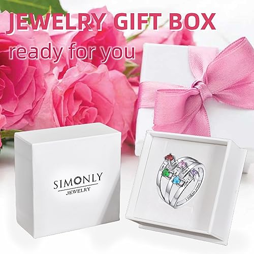 SIMONLY Mothers Ring 5 Birthstones 18K Gold Plated Sterling Silver Birthstone Rings Birthday Anniversary Mother's Day Jewelry Gifts for Women Mom Wife4