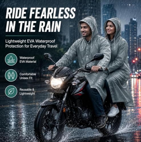 Image of RERANT Unisex Waterproof Long Raincoat with Hood and Pockets, Reusable Lightweight Rain Poncho Jacket for Men and Women, Multicolor