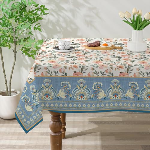 Spring Tablecloth 52x70 Inches, Floral Pattern Tablecloth Spring Decorations for Home, Seasonal Spring Flower Table Cloth Rectangle for Party,Table 70