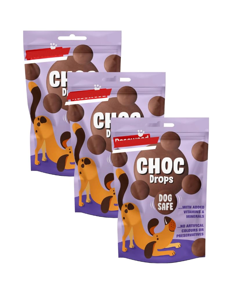 Dog Treats Bundle, Choc Drops, Safe Chocolate Training Buttons, 200g Each, Pack of 3 with Thank You Card