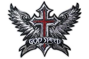 VEGASBEE® Godspeed Winged Cross Patch Wings Embroidered Iron-on Patch for Christian Hat Cap Small