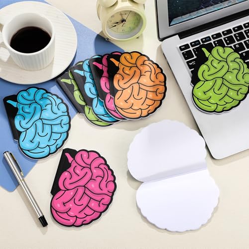 Image of AmazingSpark 24 Pcs 600 Sheets Brain Shaped Notepads Set Colorful Portable Memo Pads 5 x 3.75 Inches Thick Waterproof Cover & Blank Pages, Fun Novelty Stationery for School Office Gifts