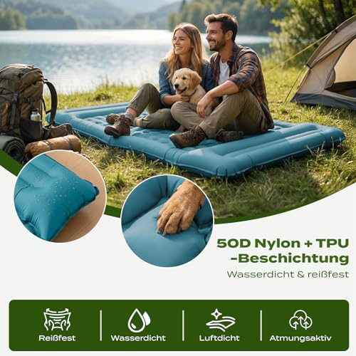 RUMBALUXY Isomatte Camping mit Fußpumpe & Kissen – 12cm Dicke, Reißfestes 50D Nylon – Ultraleicht Luftmatratze für Wandern, Rucksackurlaub… – Ansicht 3