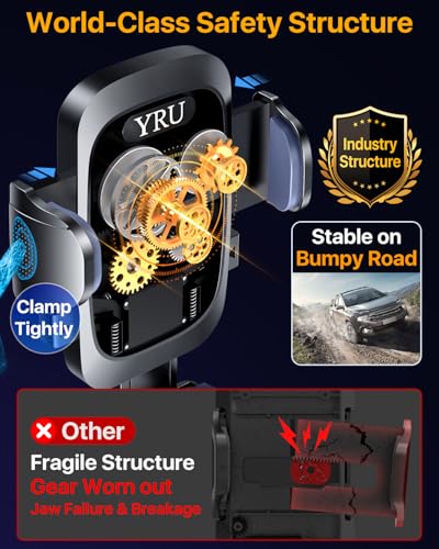 Image of YRU[True Upgrade for Safety Car Phone Holder Mount [Patent & Military-Grade] Dashboard Cell Phone Holder for Car Vent Windshield Phone Stand for iPhone 17 16 15 14 13 Pro Max Truck Samsung, Light Red