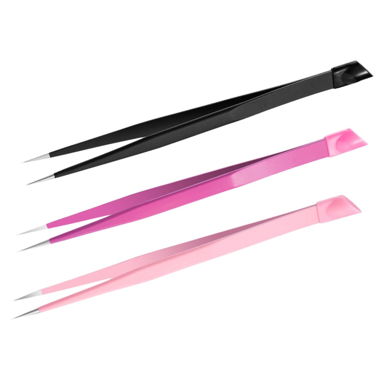 VICASKY 4 Set Pinzette Doppiper Nail Art Inossidabile Con Pressionper Adesivi Per Donne Design Versatile Per Unghie 3 Pezzi*4