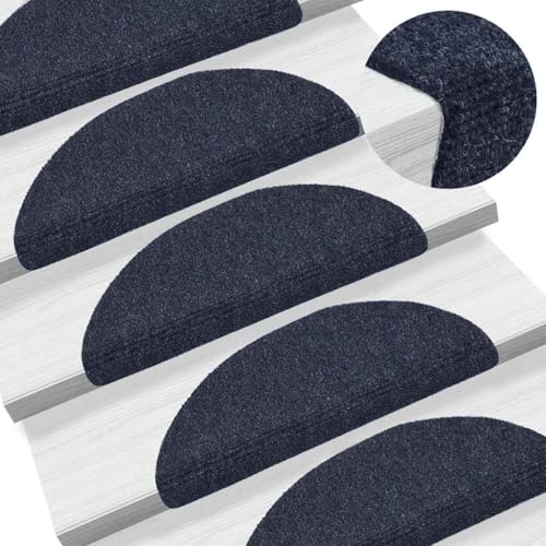 Alfombrillas para escalones de fieltro azul ideales para escaleras de madera en casas familiares 5