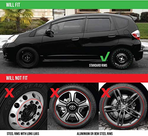 Swiss Drive HubCaps Set of 4 16 Inch – Luxurious Red and Black – Durable and Reliable - Automotive Wheels – Easy to Install - Car Wheel Hub Caps(Check Rim and Tire Size)