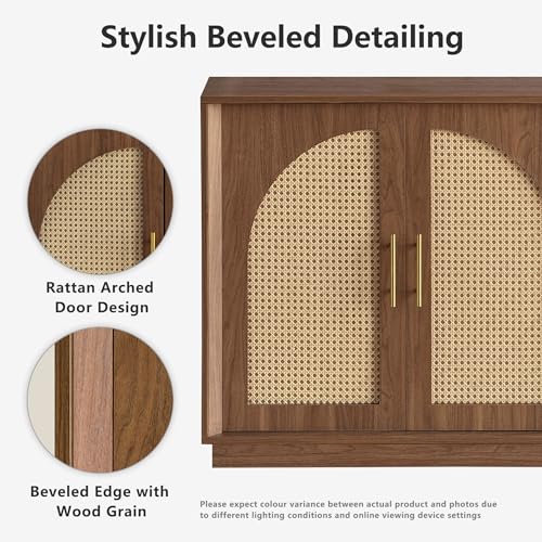 Image of FORTUNETEC Sideboard Buffet Cabinet with Storage, Modern Accent Cabinet with Arched Doors, Boho Modular Media Console, 67 inch Large Minimalist Credenza for Living Room Kitchen Dining Room Entryway