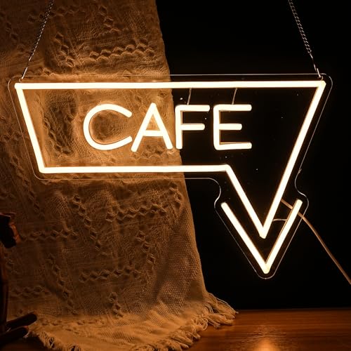 Image of Cafe Arrow Neon Sign For Business Wall Decor, Usb Powered Neon Coffee Signs For Coffee Bar Wall Decor Art Aesthetic Bistro Cafe Restaurant Kitchen Shop Window Welcome Sign（16.5 X 10.6 In）
