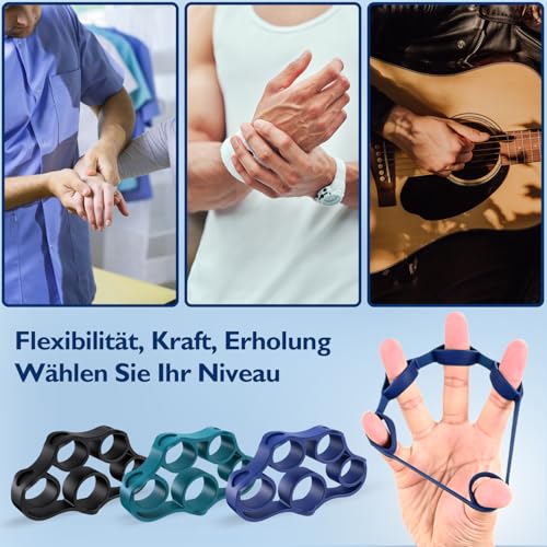 FitBeast Griffkrafttrainer, Fingertrainer, Unterarmstärker 9-teiliges Set, Gezielte Kraft Handmuskeltrainer, Entlastungs & Erholung, Tiefblau