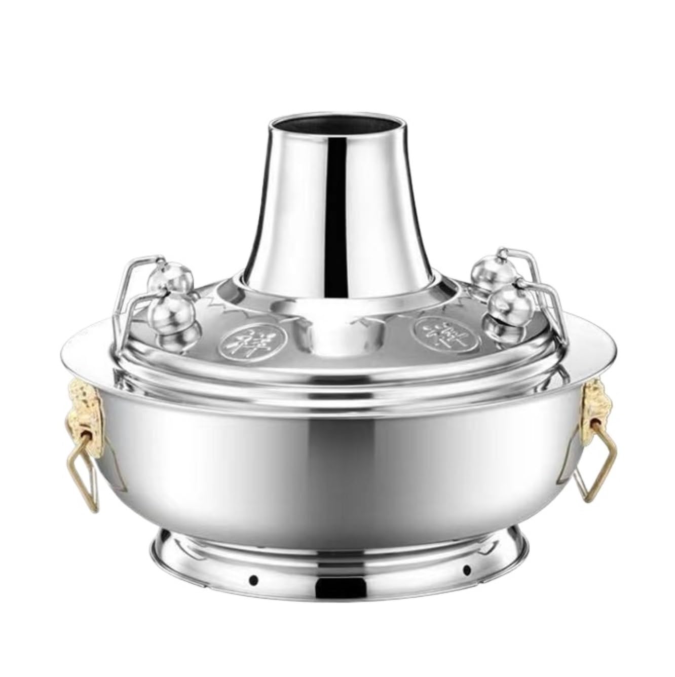 INUUXLG Hotpot Hot Pot Chinese Style Cooker Stainless Steel Hot Pot Gas Cassette Stove Hot Pot for Home Shabu Shabu Hot Pot(Gold,30cm) (A 32cm) (Silver 30cm)