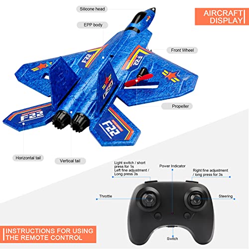 Antsir RC-0201 Remote Control Plane F-22 Raptor, 2.4Ghz Smart Gyroscope Rc Airplane With Light Strip, Jet Fighter Toy Gift For Kids Beginner thumb #3