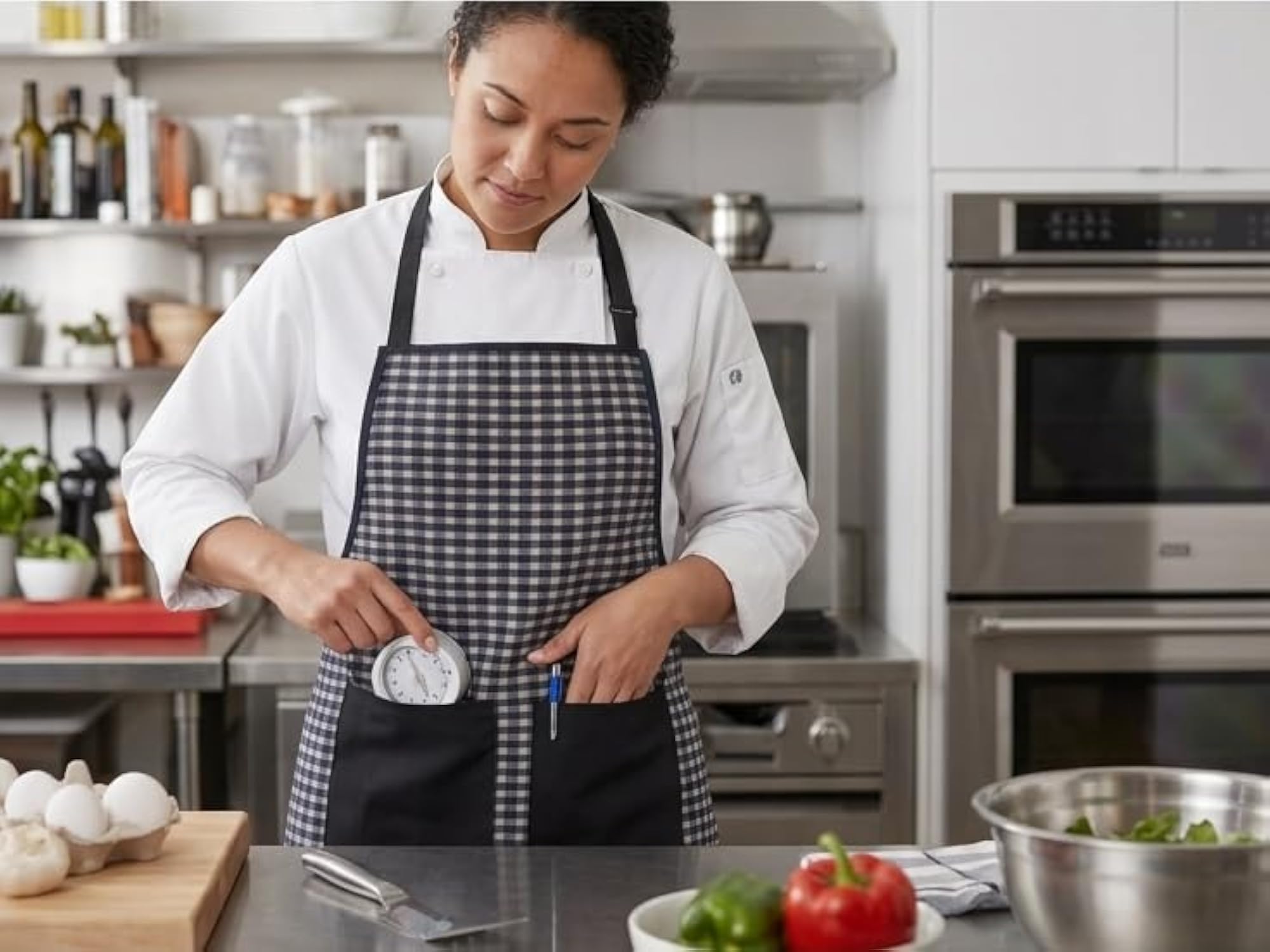 Check Chef Apron for Men & Women, Durable Cooking Apron